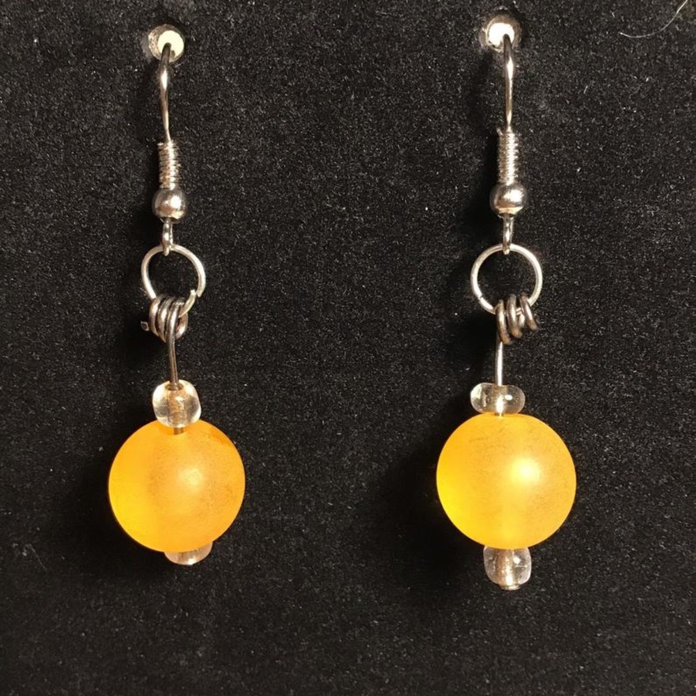 Handmade Golden Bead Dangle Earrings
